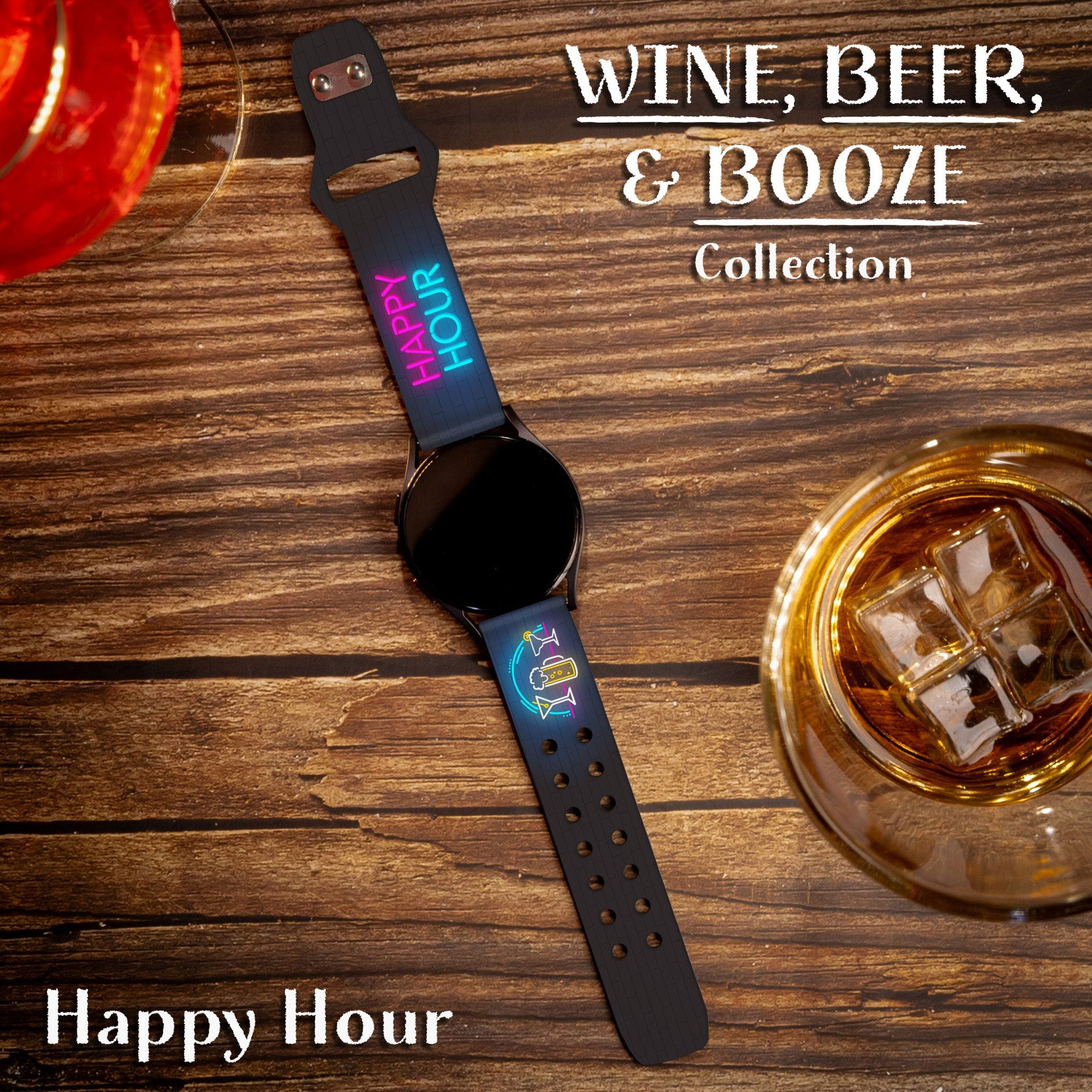 Wine, Beer & Booze 20mm Silicone Watch Band for Smartwatches