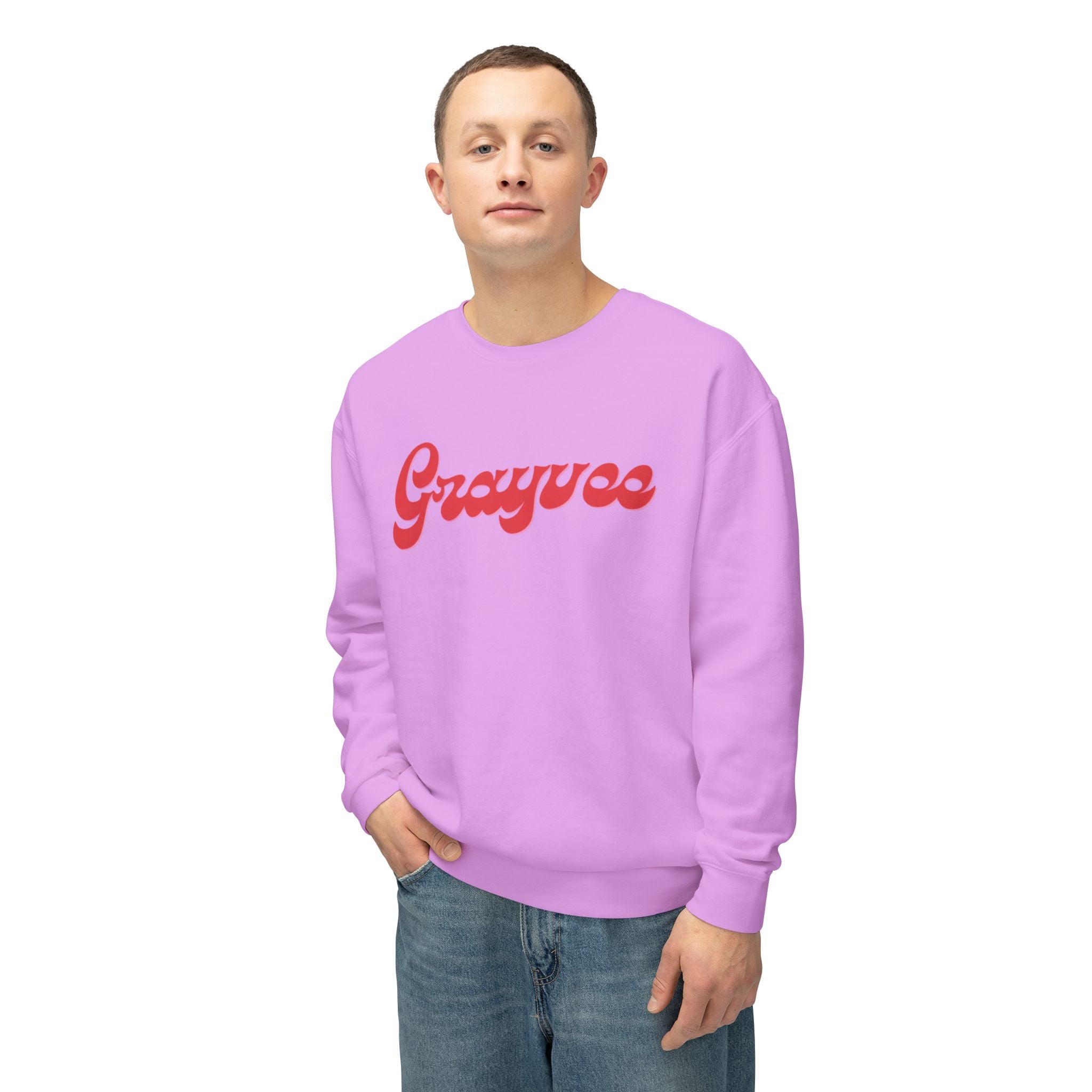 Unisex Lightweight Crewneck Sweatshirt in Charcoal and Cream