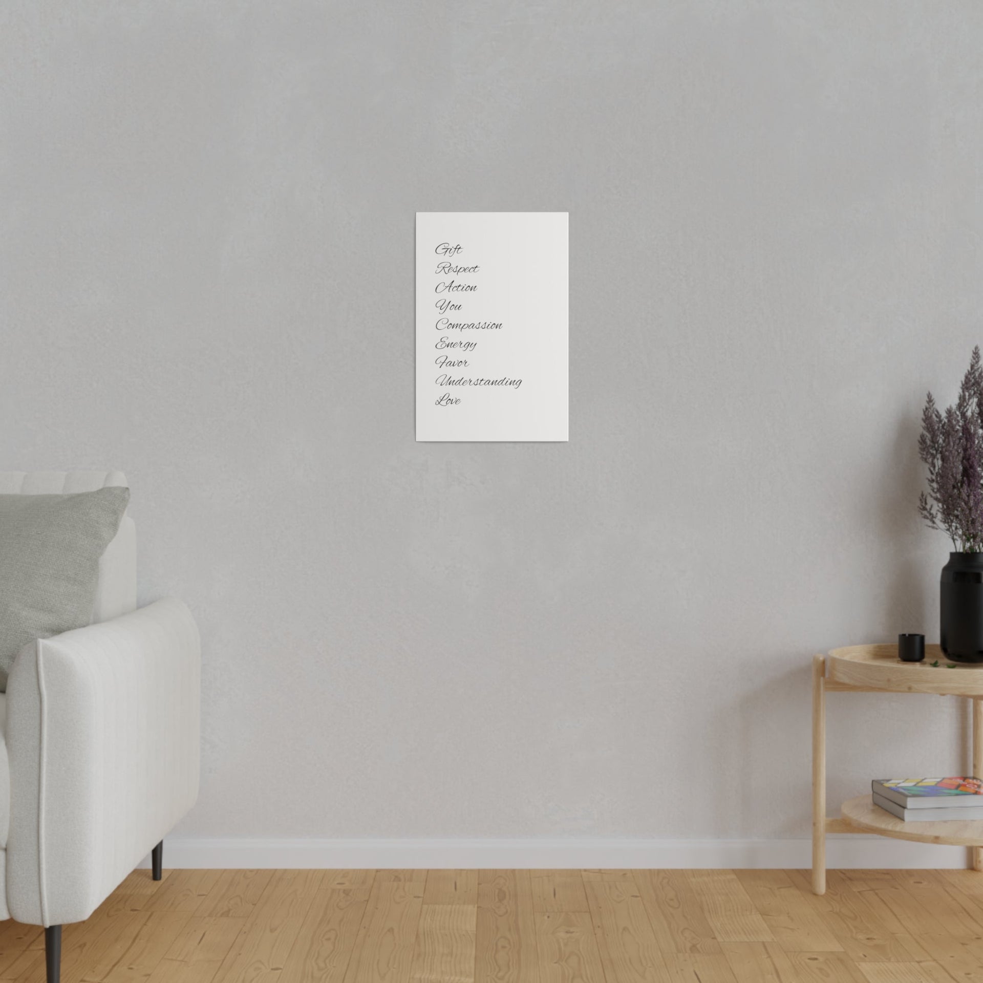 Minimalist Matte Canvas Wall Art, Stretched Black and White Decor