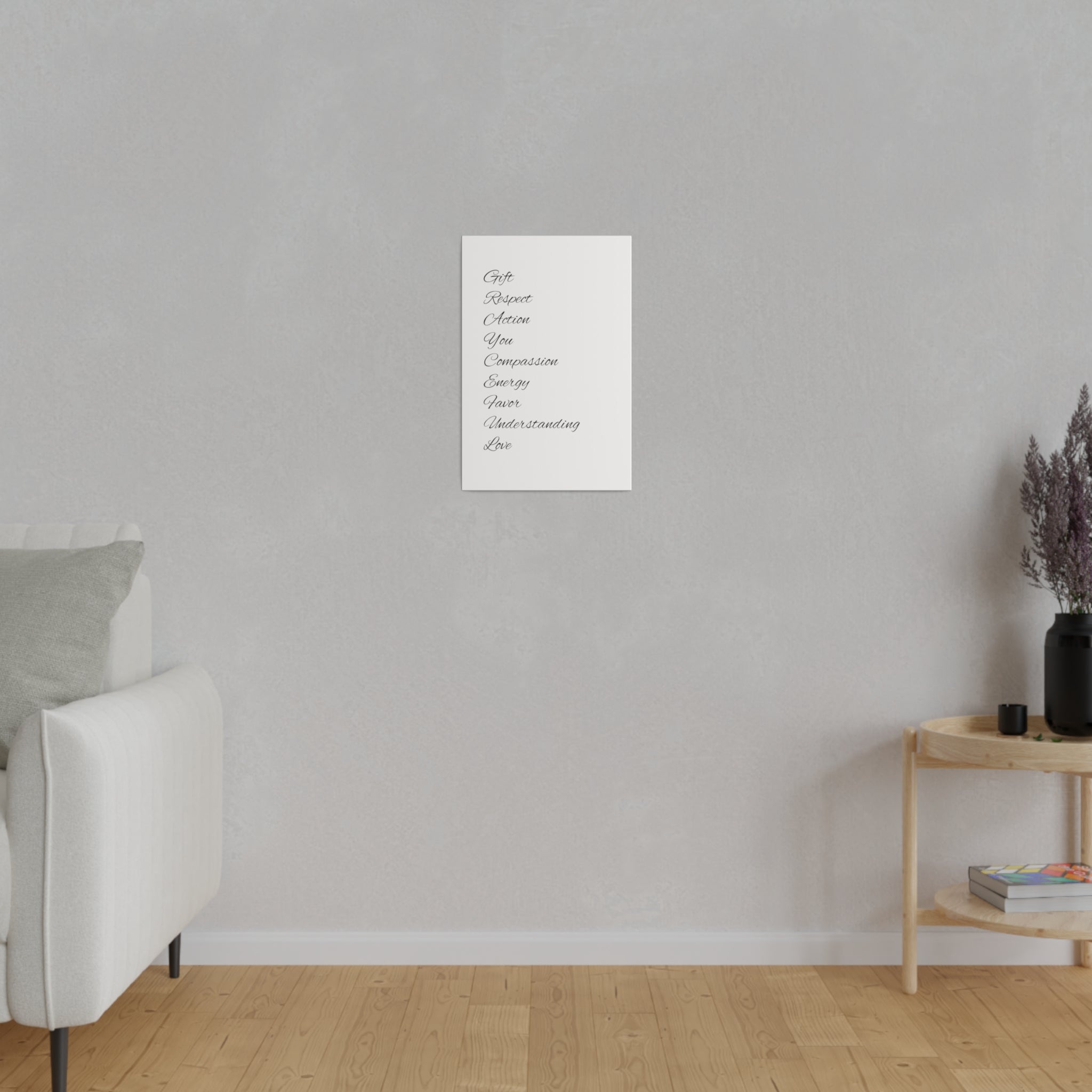 Minimalist Matte Canvas Wall Art, Stretched Black and White Decor
