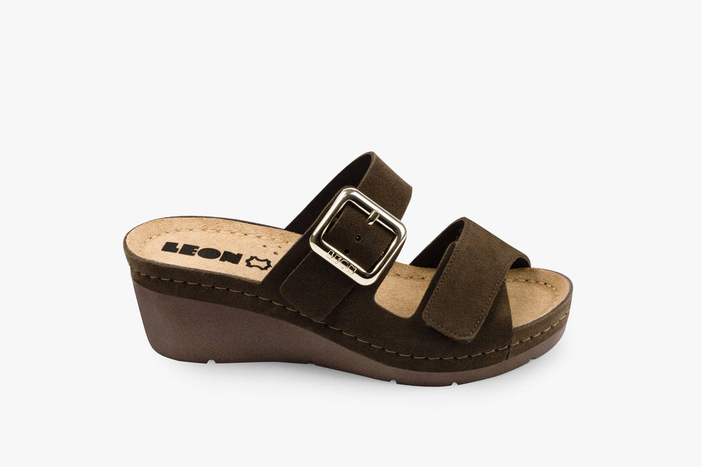 Women’s Leather Anatomical Wedge Sandals with Adjustable Straps - Image 2