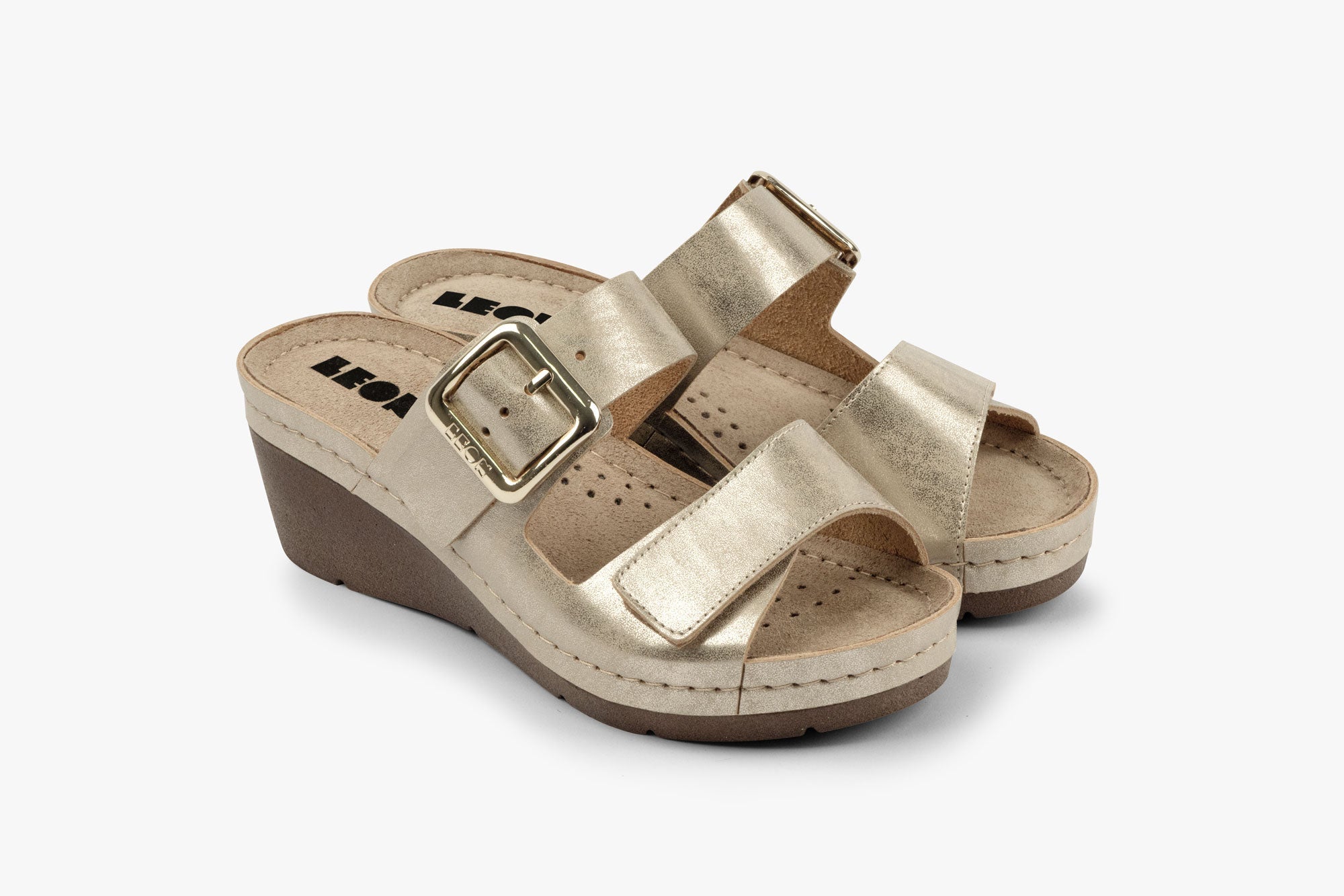 Women’s Leather Anatomical Wedge Sandals with Adjustable Straps - Image 5