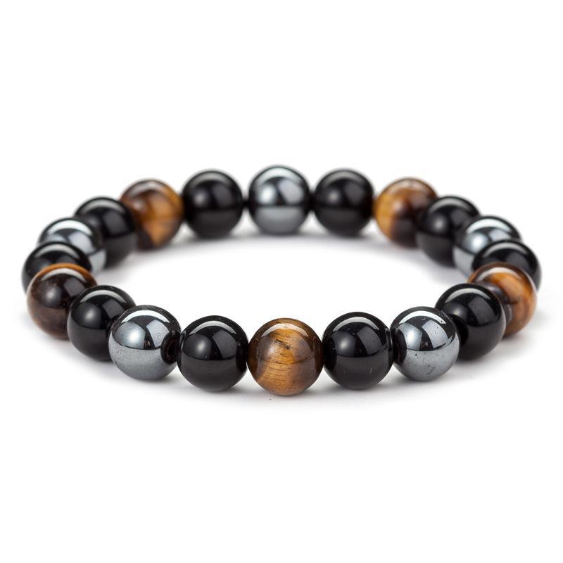 Tiger Eye & Hematite Beaded Bracelet - Earth Tone Spiritual Jewelry