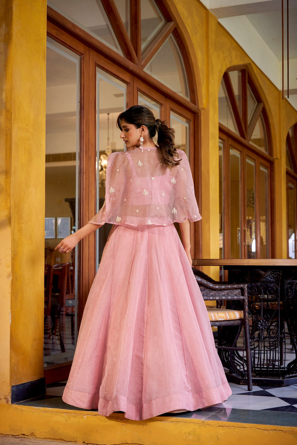 Lightpink Crush Lehenga Choli with Koti Set