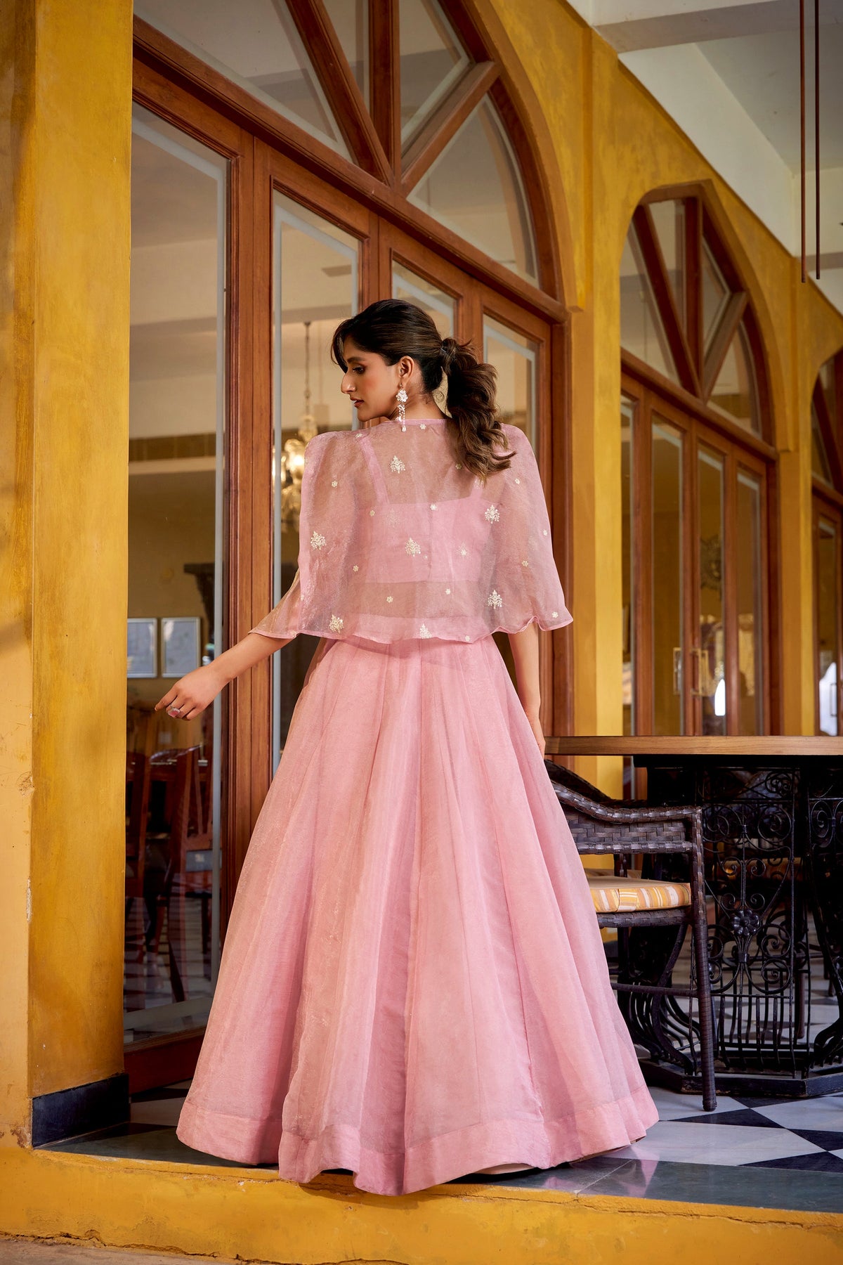 Lightpink Crush Lehenga Choli with Koti Set