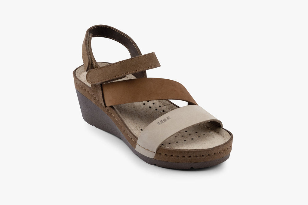 Women's Leather Platform Heel Sandals with Adjustable Velcro Strap - Image 3