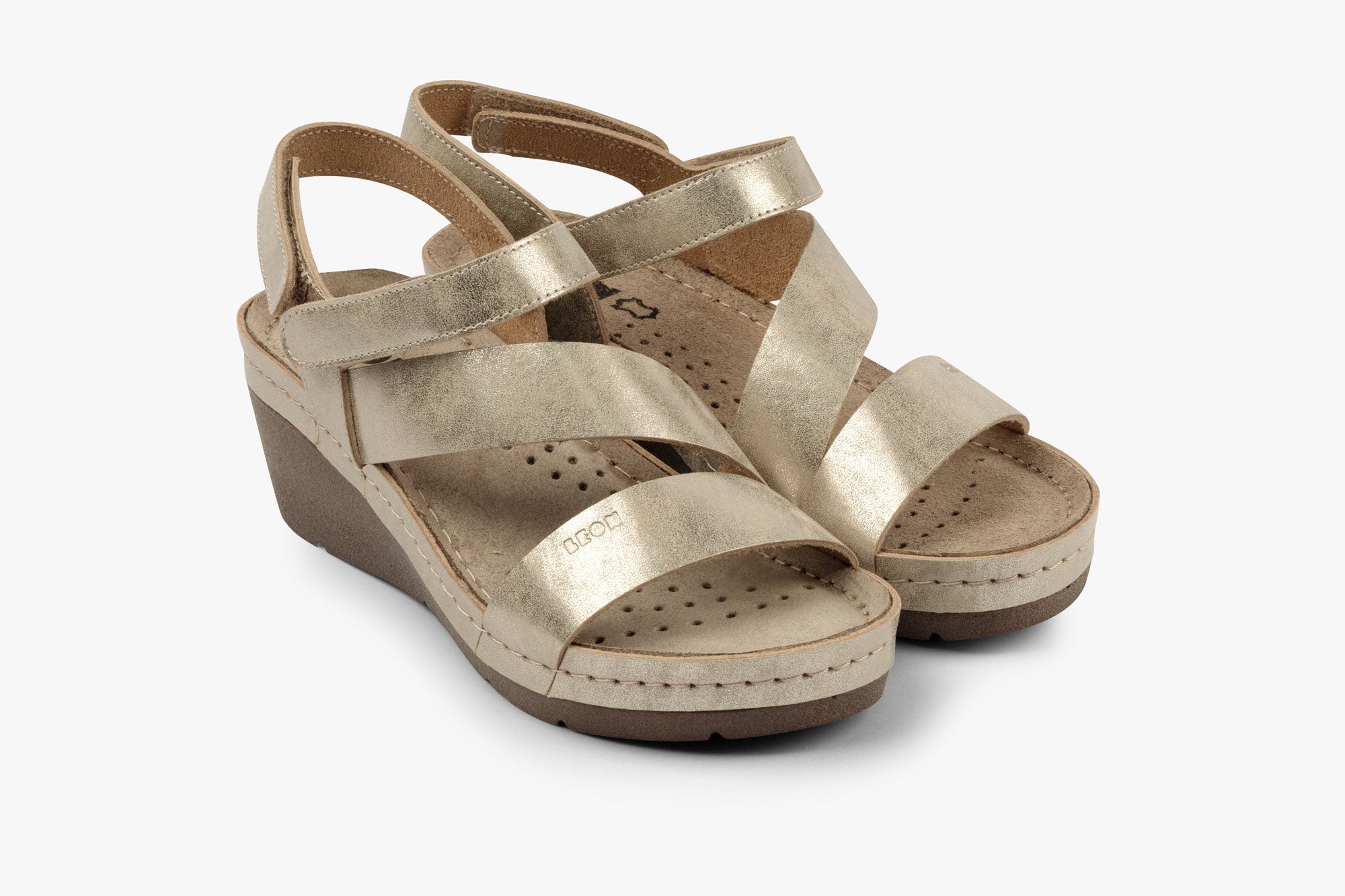 Women's Leather Platform Heel Sandals with Adjustable Velcro Strap - Image 5