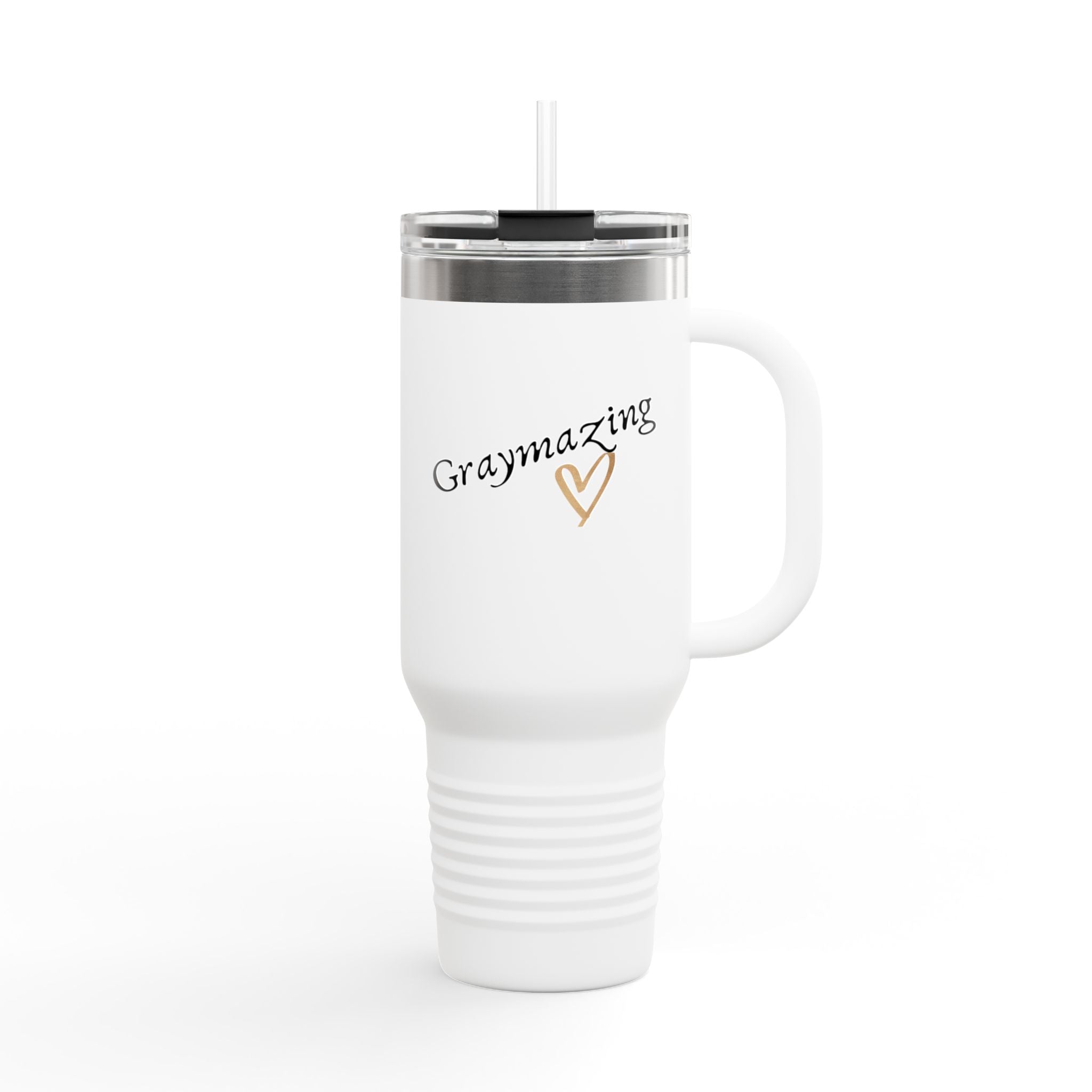 40oz Insulated Metal Travel Mug with Handle & Straw - Modern Drinkware