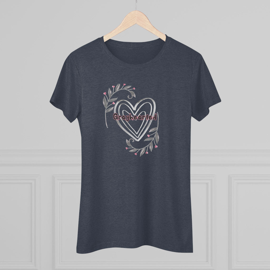 Women's Floral Heart Triblend Graphic Tee - Soft Slim Fit T-Shirt
