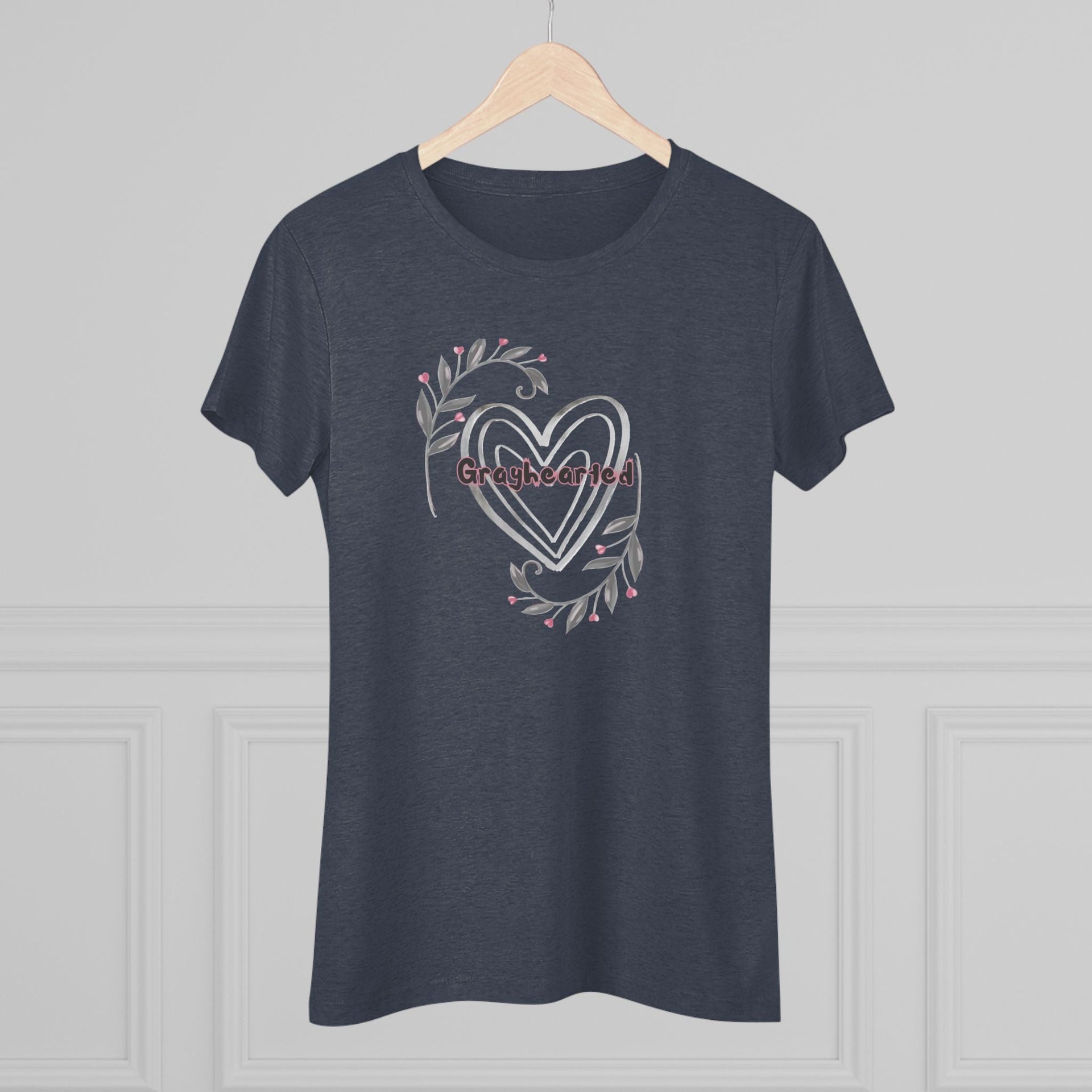 Women's Floral Heart Triblend Graphic Tee - Soft Slim Fit T-Shirt