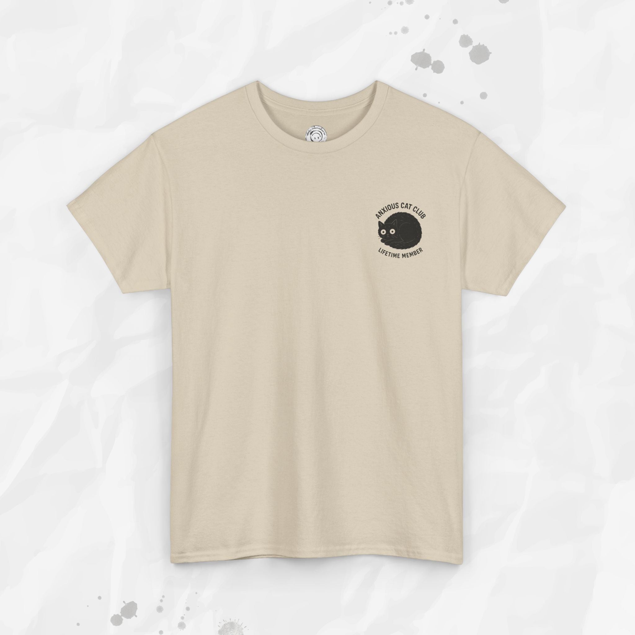 Anxious Cat Club – T-Shirt (Pocket Print)
