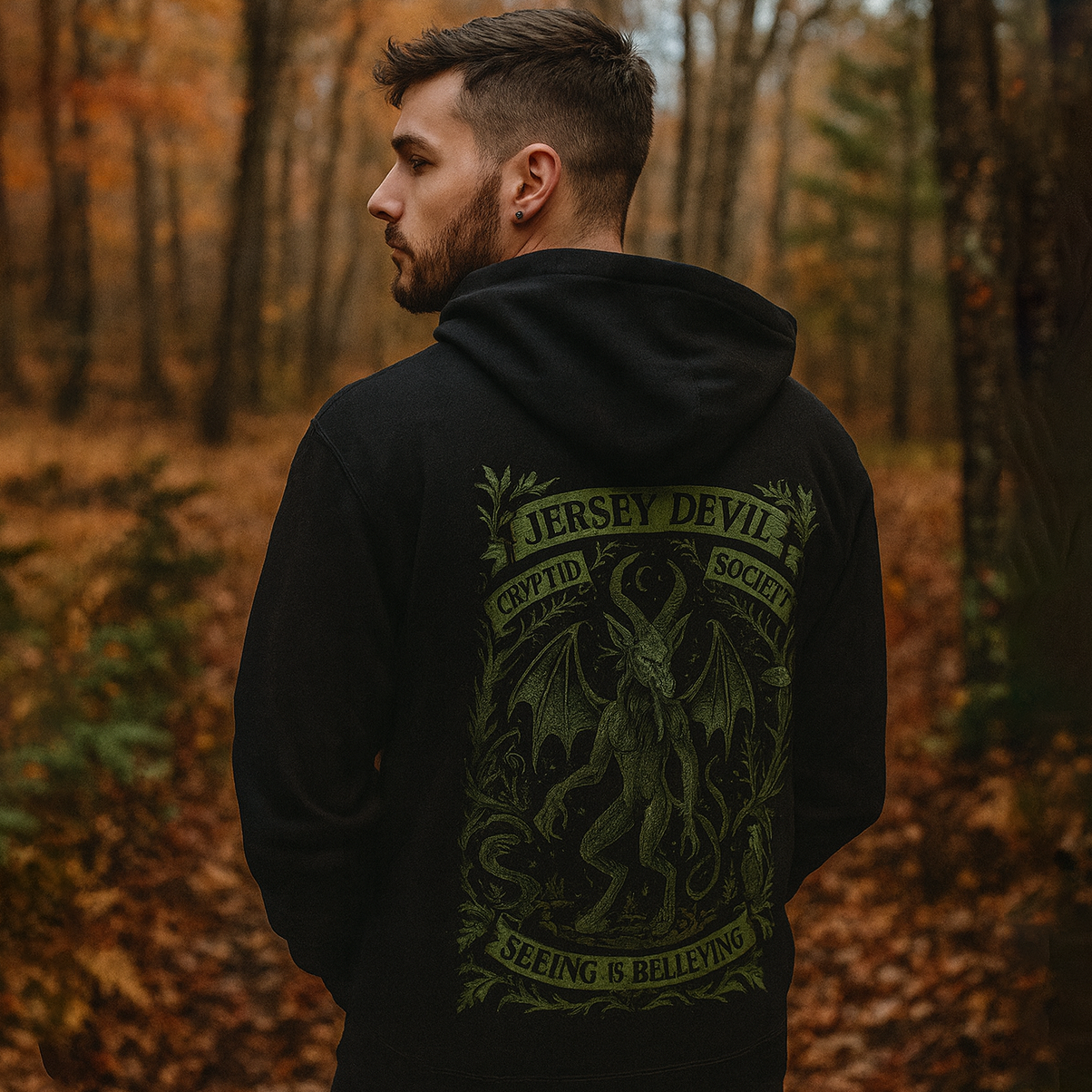 Jersey Devil Cryptid Society Zip Up Hoodie Graphic Outerwear