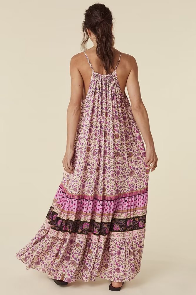 Watermark Positioning Flower Long Suspender Dress