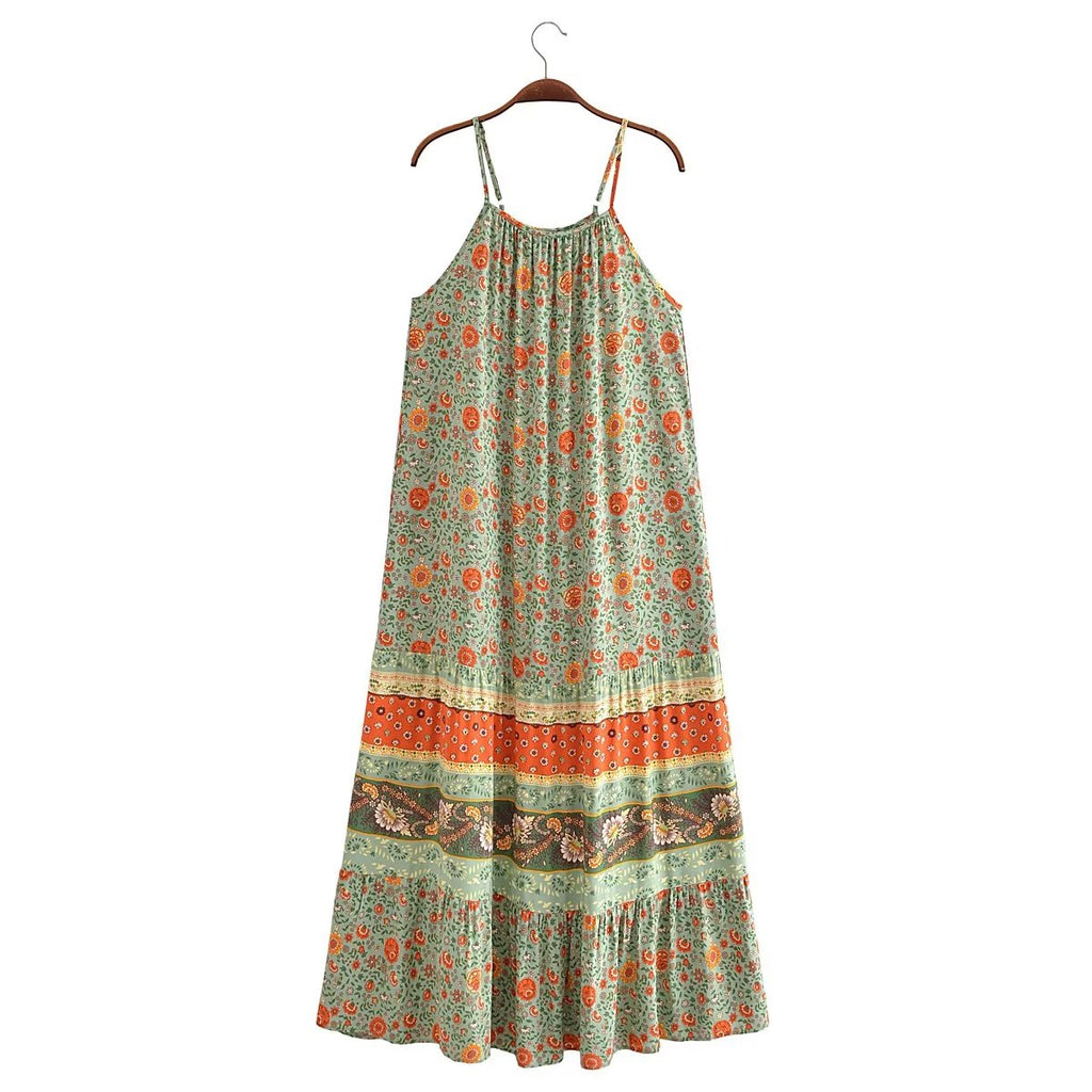 Watermark Positioning Flower Long Suspender Dress