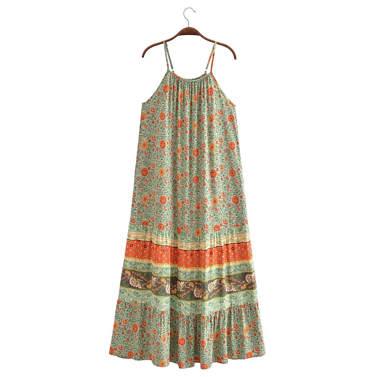 Watermark Positioning Flower Long Suspender Dress