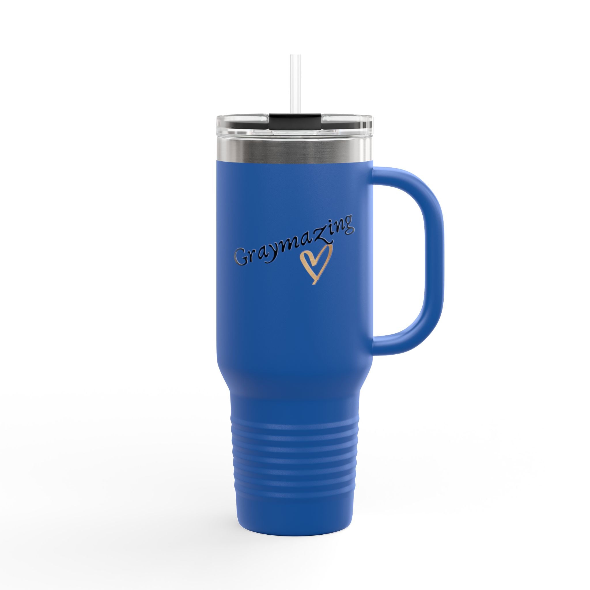 40oz Insulated Metal Travel Mug with Handle & Straw - Modern Drinkware