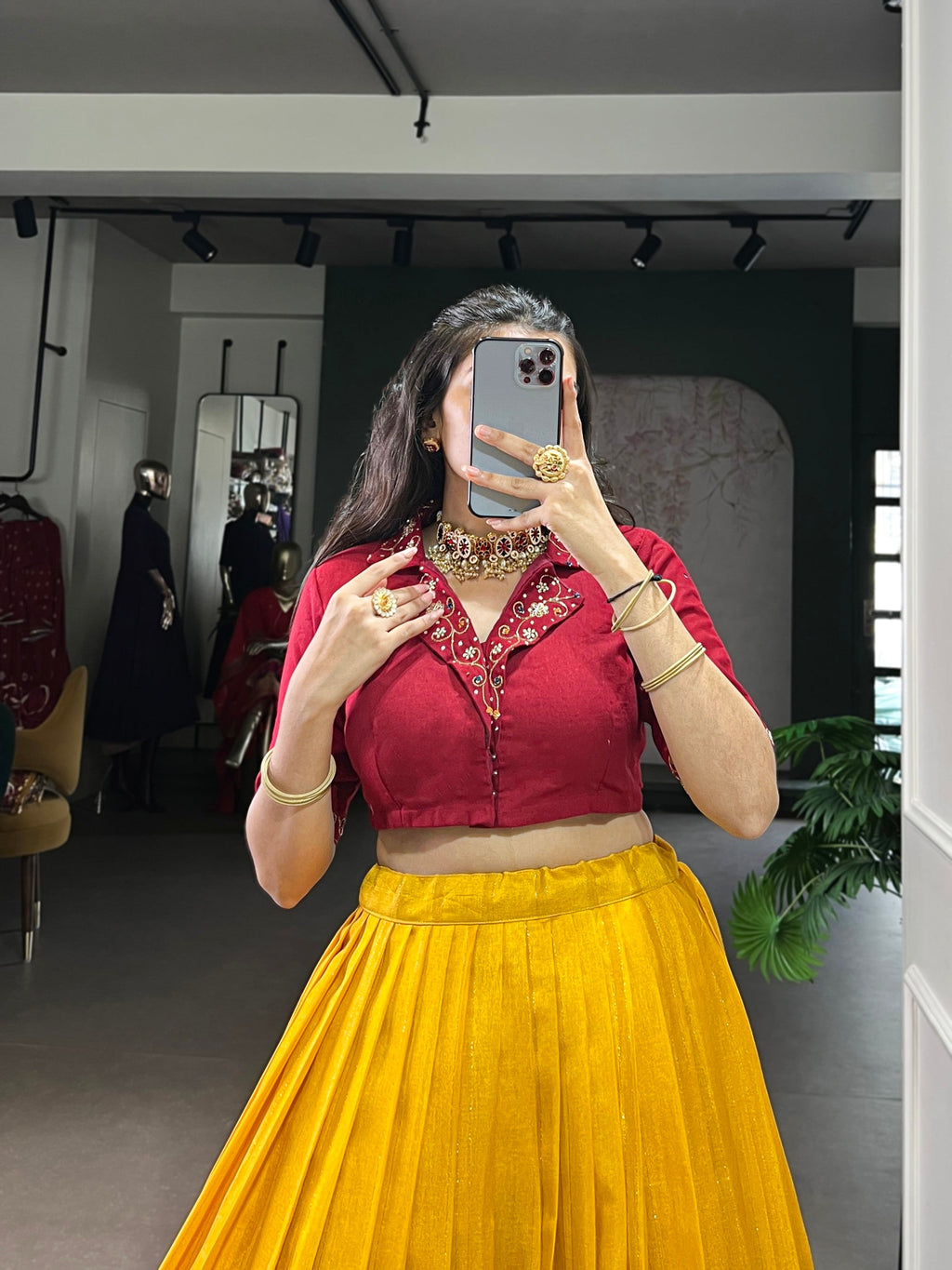 Lorenvalley Fashion Mustard Poly Cotton Printed With Zari Weaving Lehenga Choli