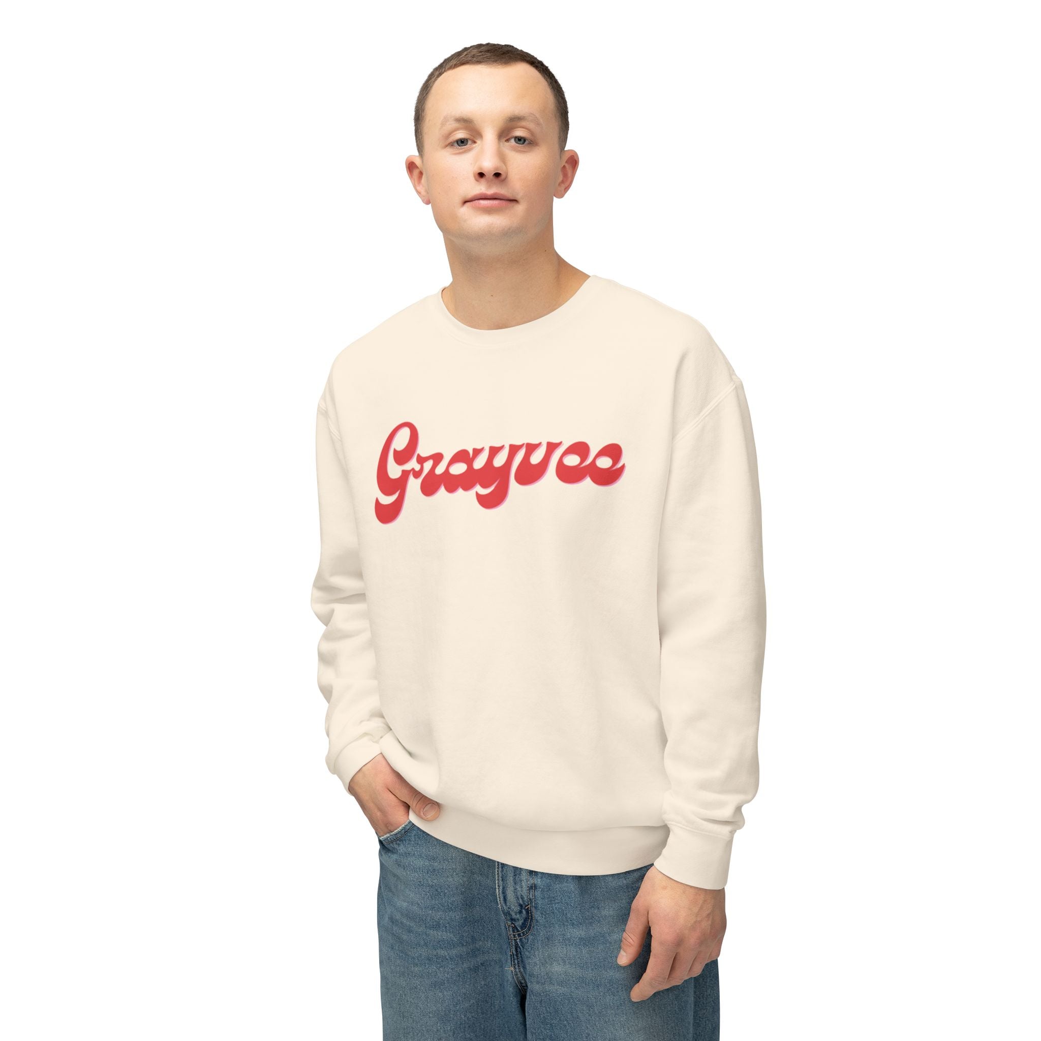 Unisex Lightweight Crewneck Sweatshirt in Charcoal and Cream