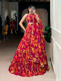 Multicolor Marble Floral Printed Lehenga Choli with Dupatta