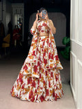 Multicolor Marble Floral Printed Lehenga Choli with Dupatta