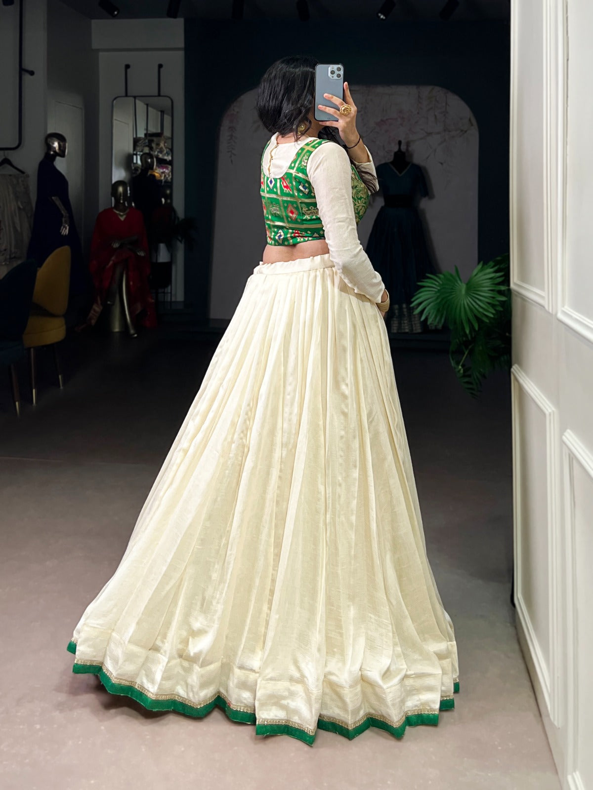 Off White Vichitra Silk Lace Lehenga Choli Ethnic Co-ord Set