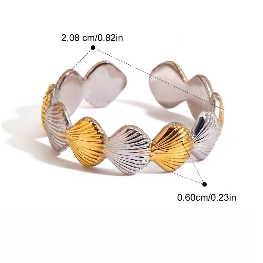 Starfish Shell Adjustable Ring in Gold or Silver Titanium Steel