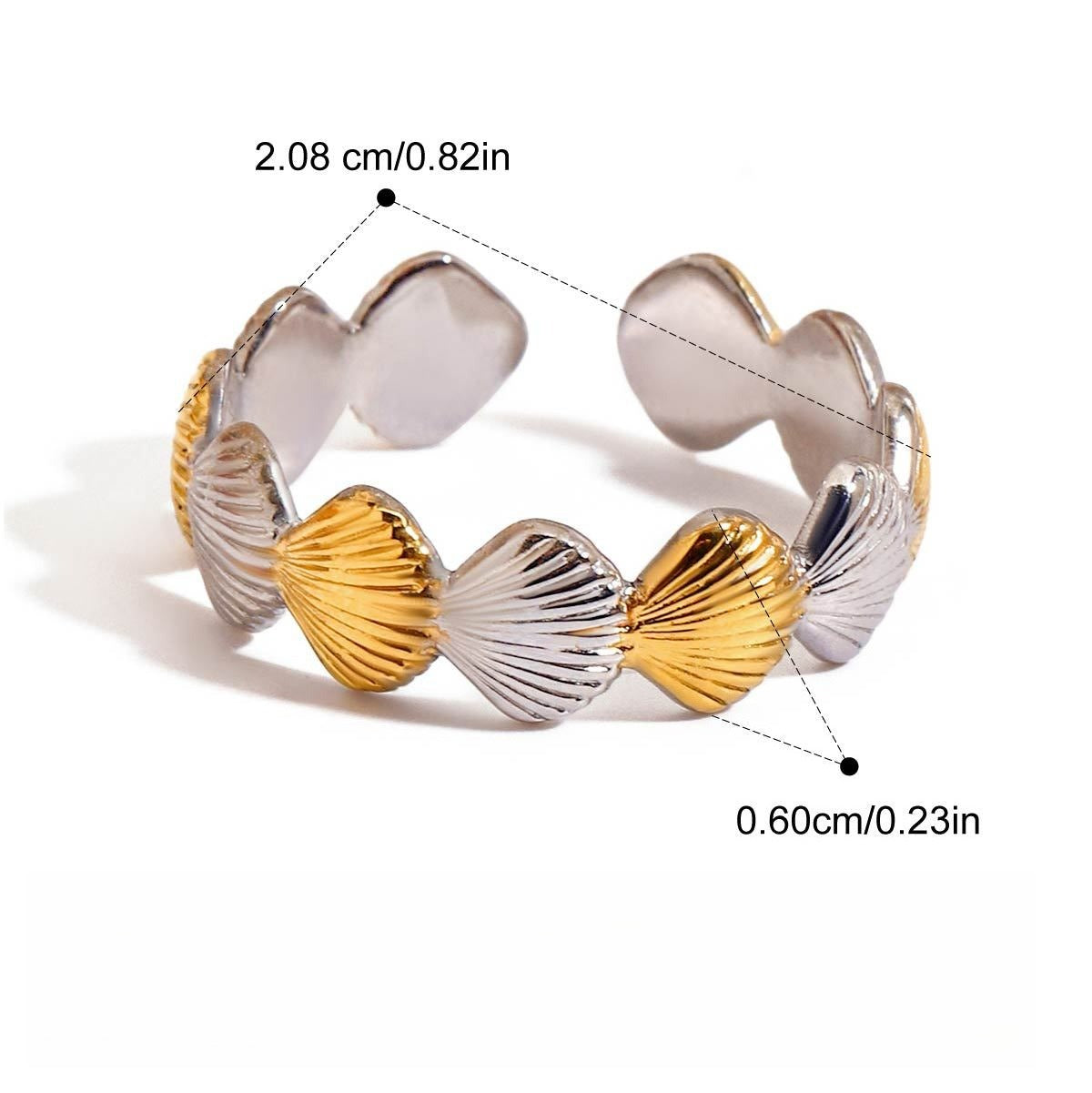 Starfish Shell Adjustable Ring in Gold or Silver Titanium Steel