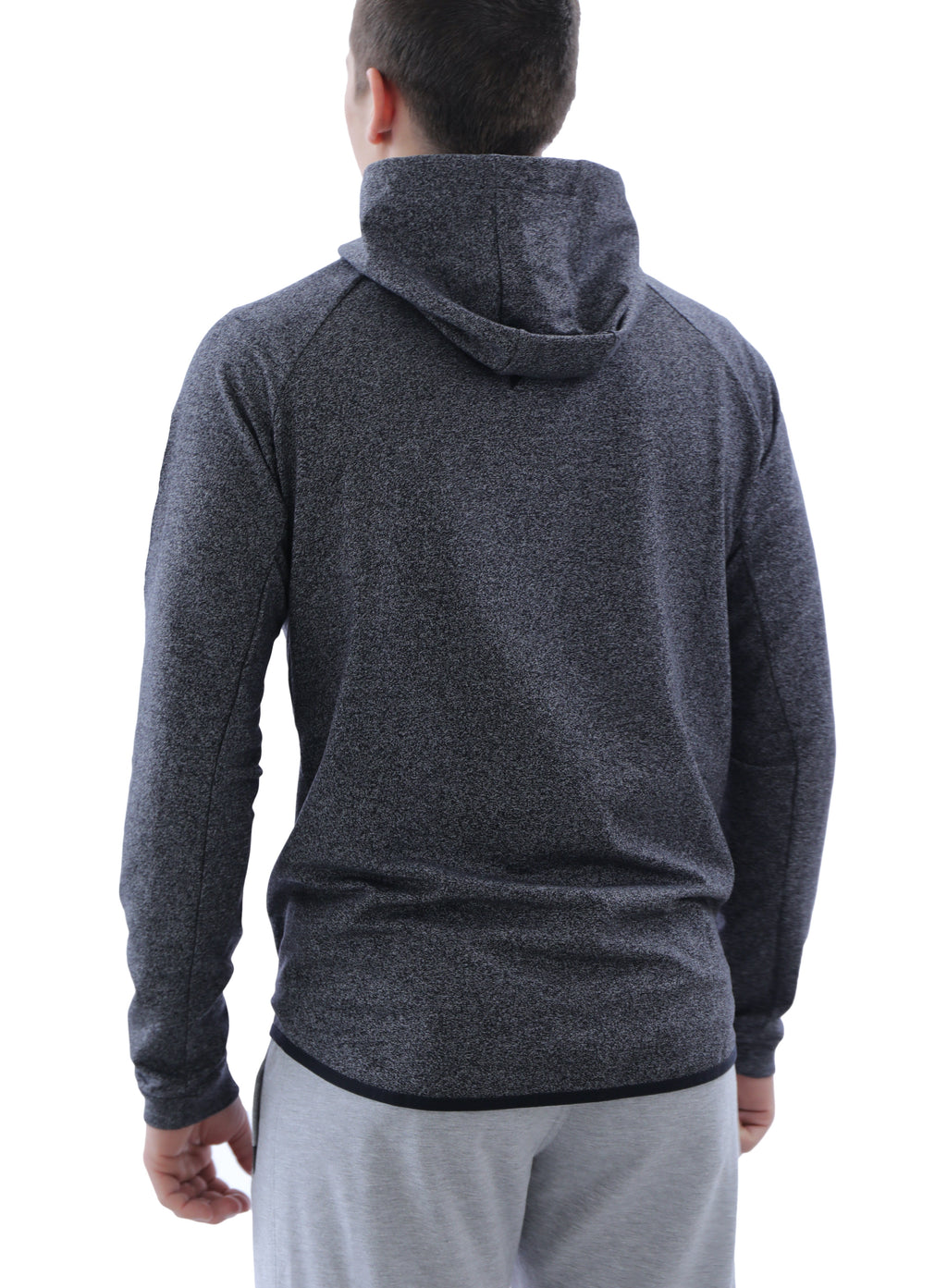 Mens Slim Fit Full-Zip Hooded Sweatshirt in Heather Grey - Image 12
