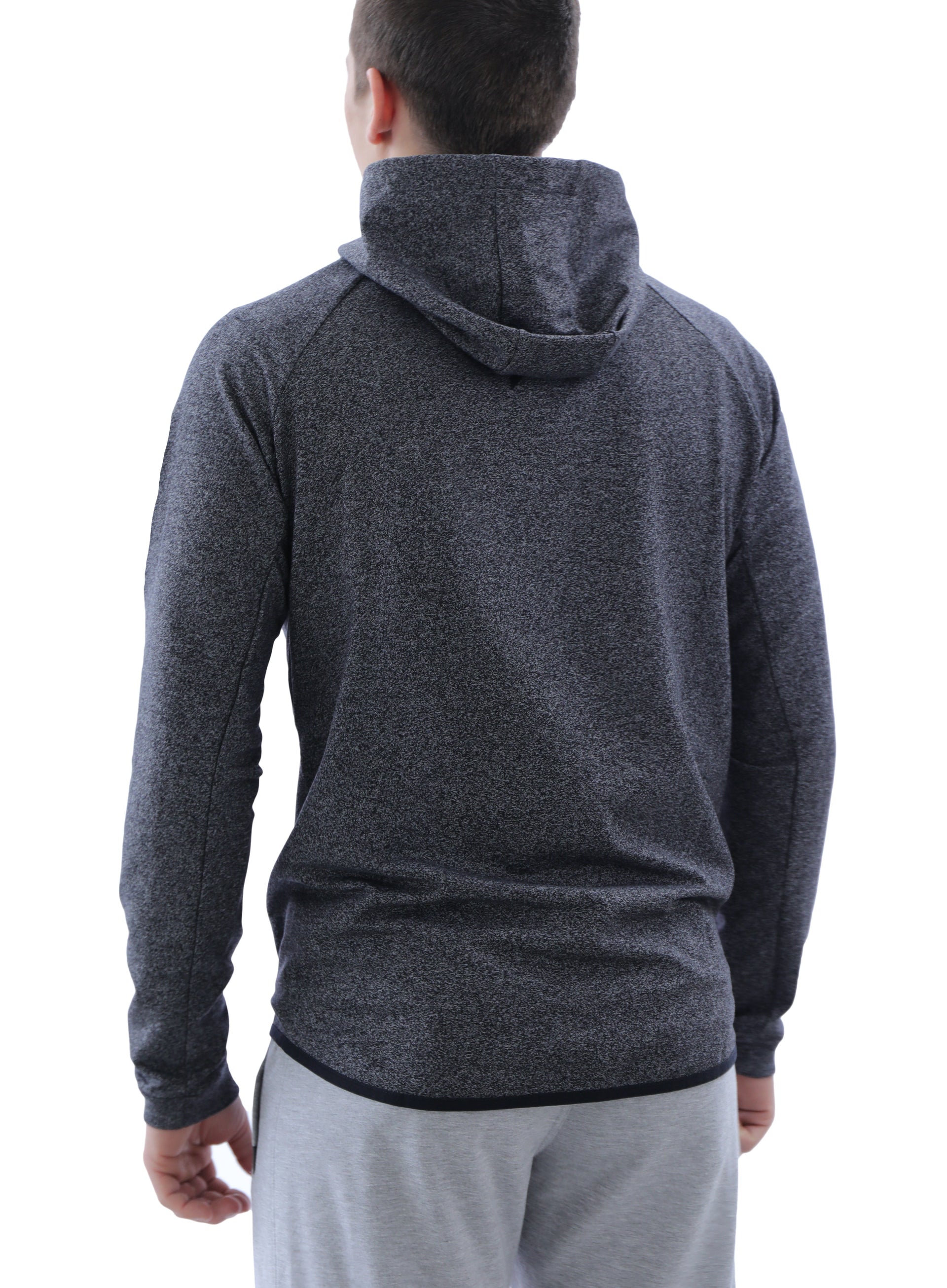 Mens Slim Fit Full-Zip Hooded Sweatshirt in Heather Grey - Image 12