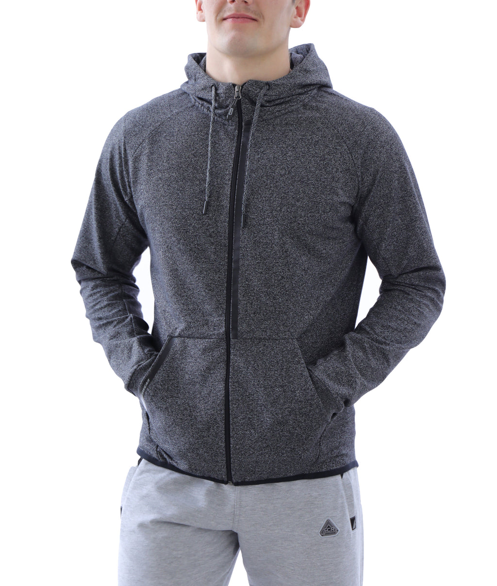 Mens Slim Fit Full-Zip Hooded Sweatshirt in Heather Grey - Image 11