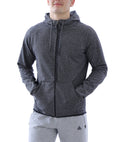 Mens Slim Fit Full-Zip Hooded Sweatshirt in Heather Grey - Image 11
