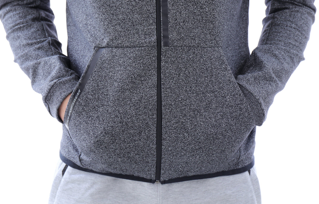 Mens Slim Fit Full-Zip Hooded Sweatshirt in Heather Grey - Image 15