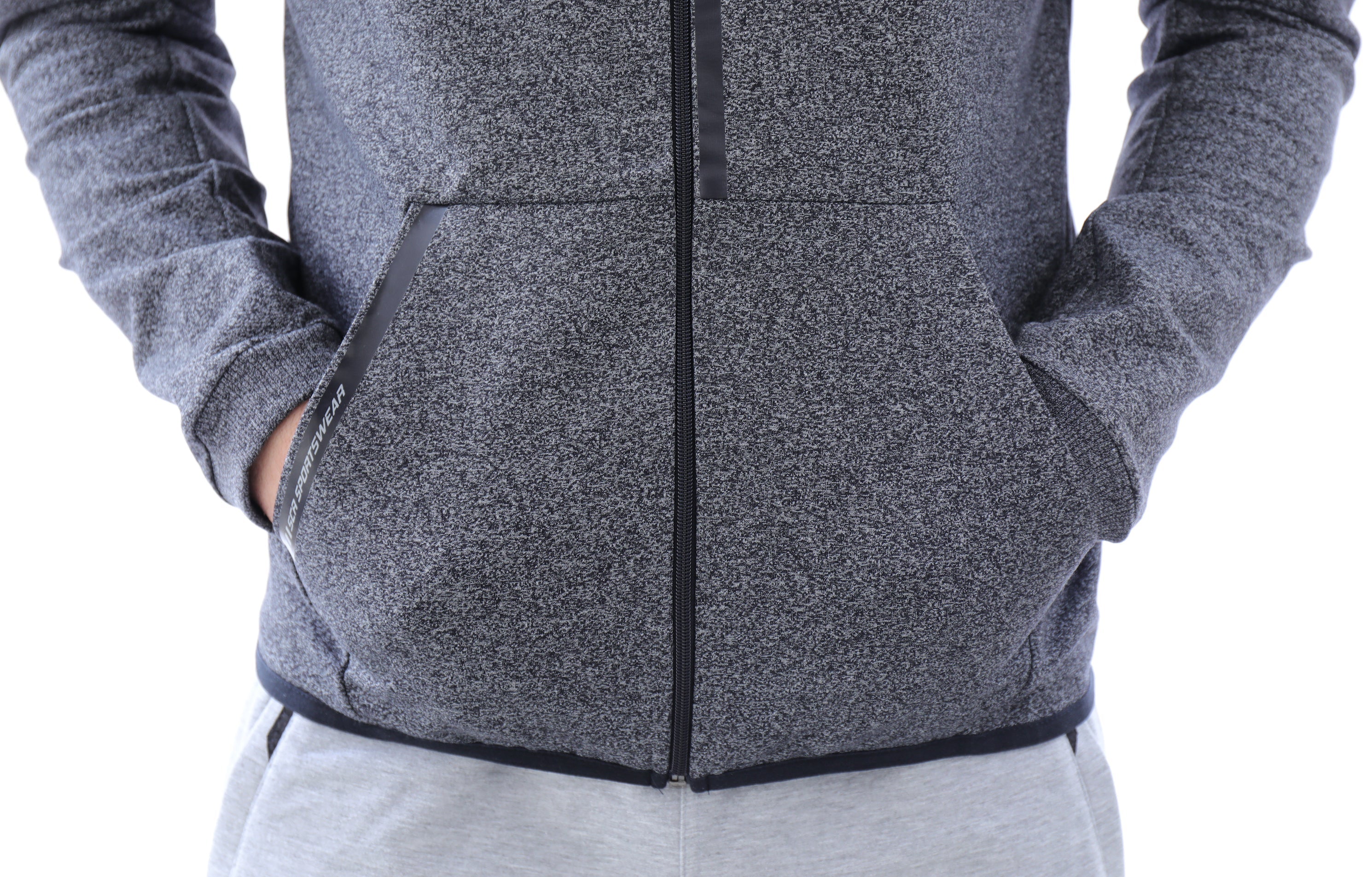 Mens Slim Fit Full-Zip Hooded Sweatshirt in Heather Grey - Image 15