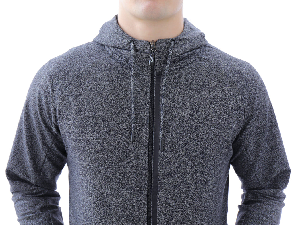 Mens Slim Fit Full-Zip Hooded Sweatshirt in Heather Grey - Image 14