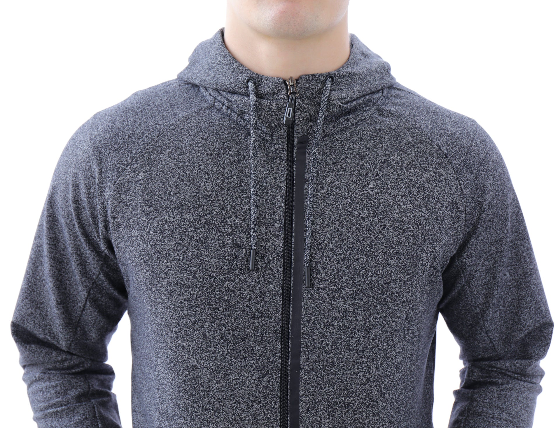 Mens Slim Fit Full-Zip Hooded Sweatshirt in Heather Grey - Image 14