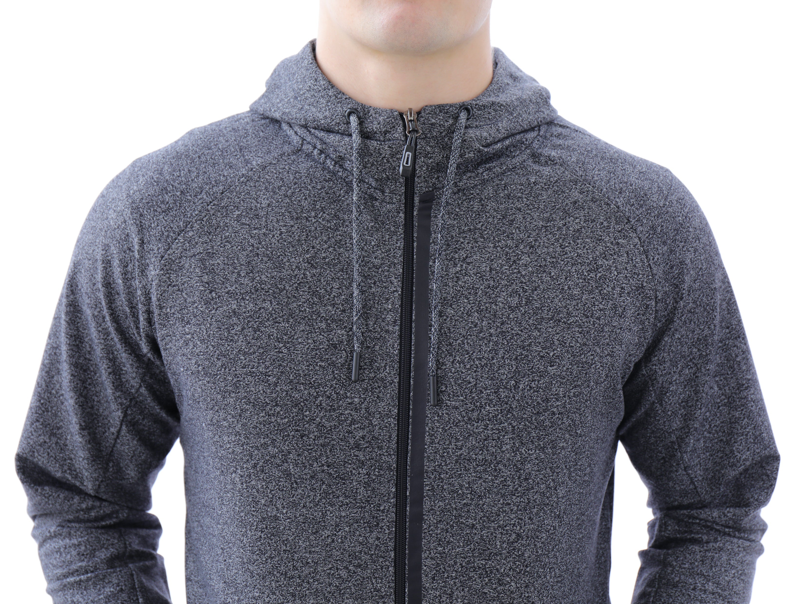 Mens Slim Fit Full-Zip Hooded Sweatshirt in Heather Grey - Image 14