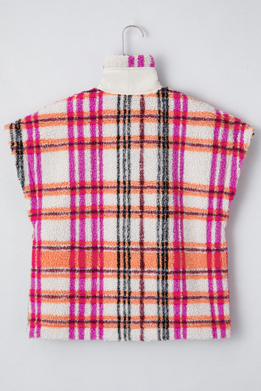 Plaid Sherpa Buttoned Jacket Vest
