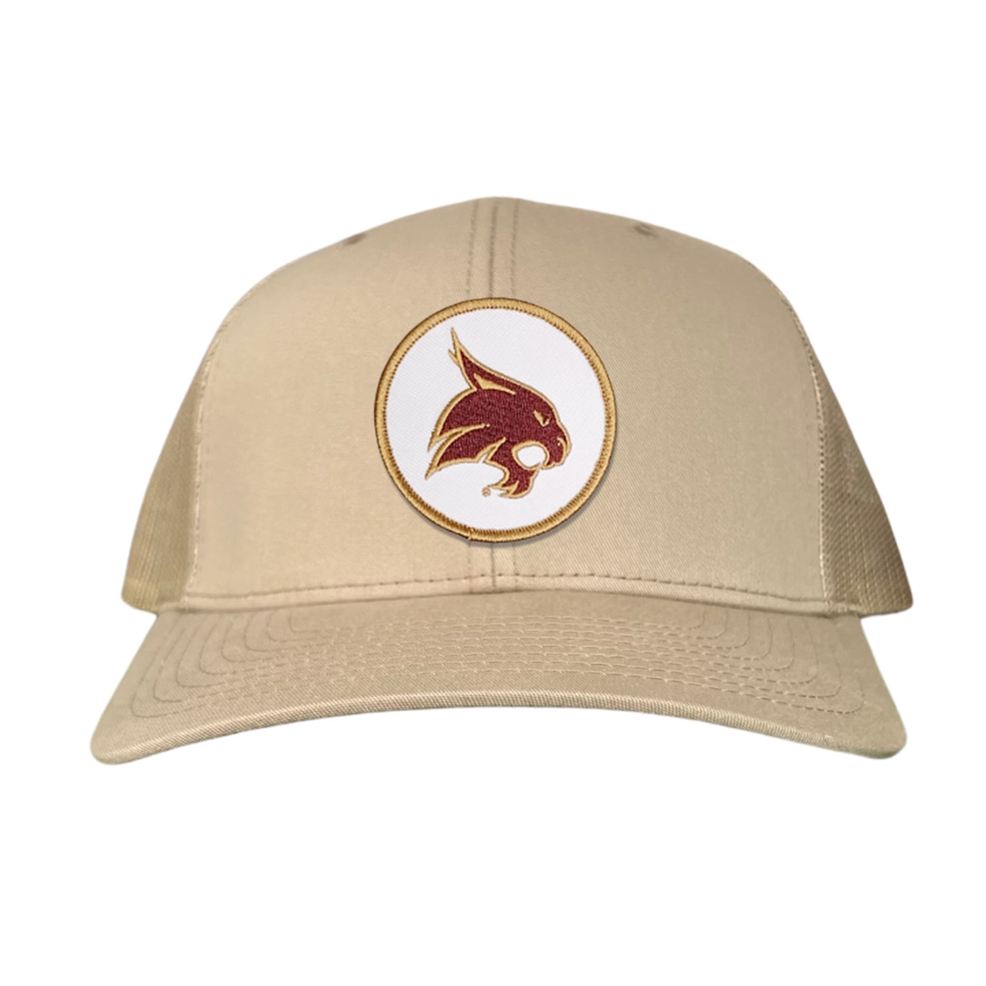 Texas State University Bobcat Supercat circle patch snapback hat with curved bill