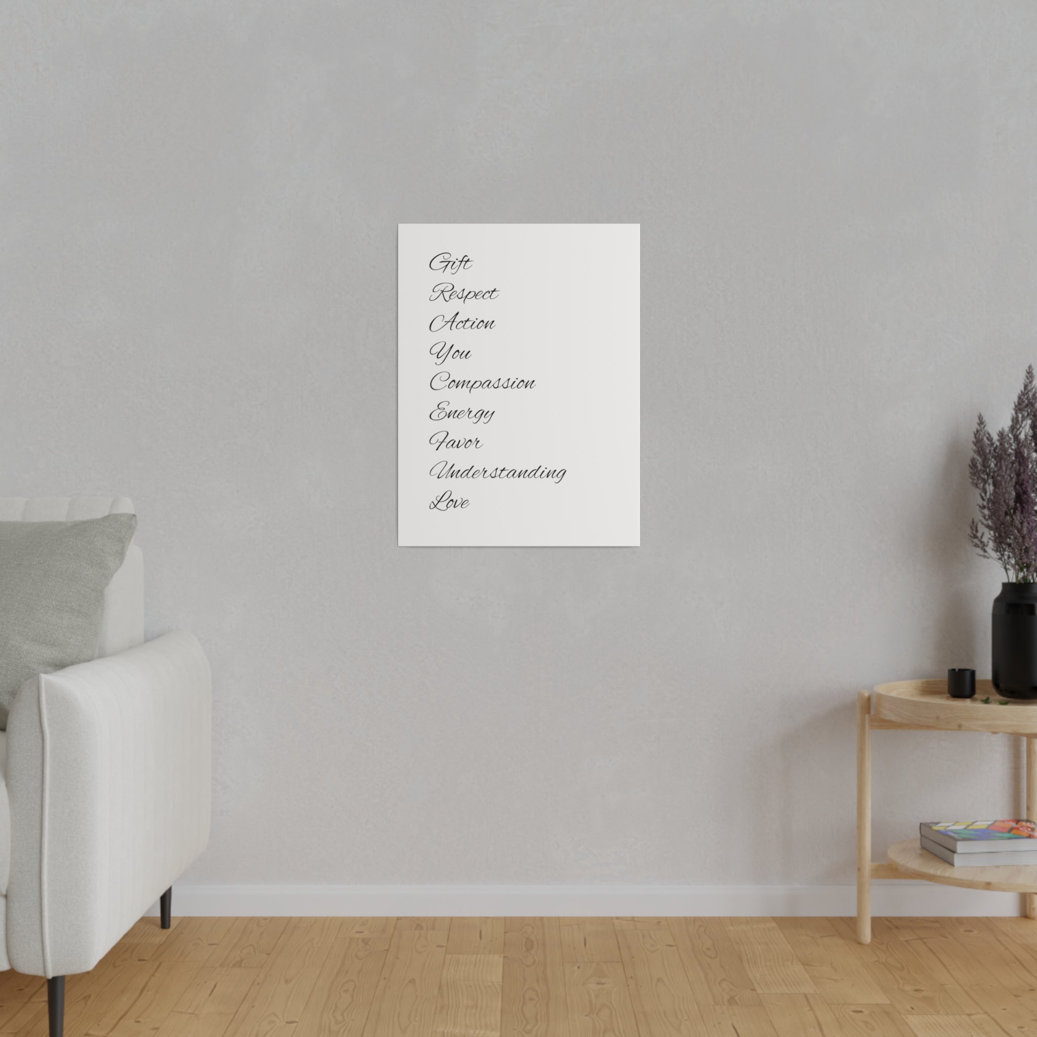 Minimalist Matte Canvas Wall Art, Stretched Black and White Decor