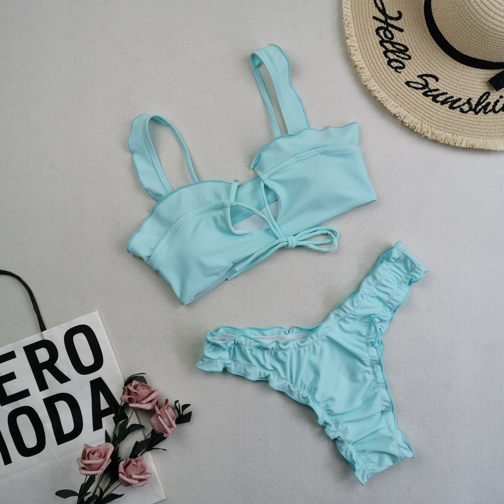 New Multi Color Printed Bikini Fresh Swimsuit Women Lace Split Swimsuit