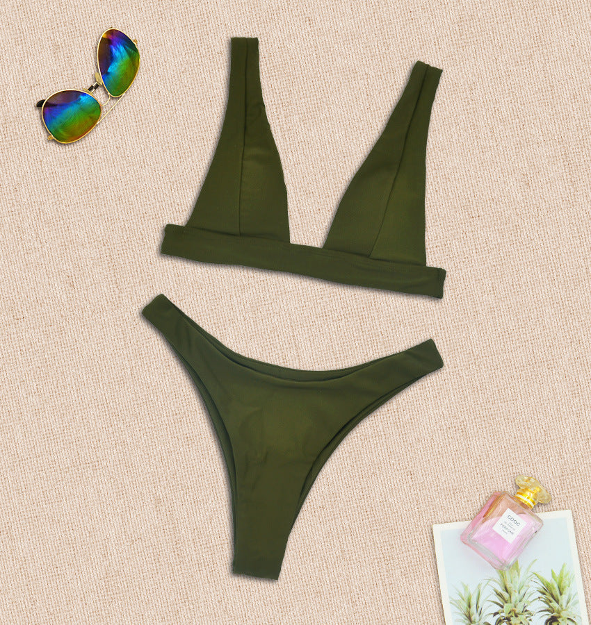 Push-Up Solid Color Two-Piece Bikini for Women