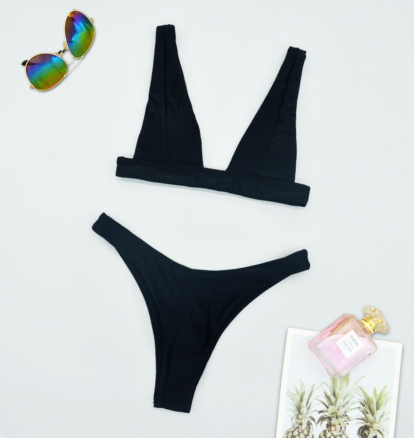 Push-Up Solid Color Two-Piece Bikini for Women