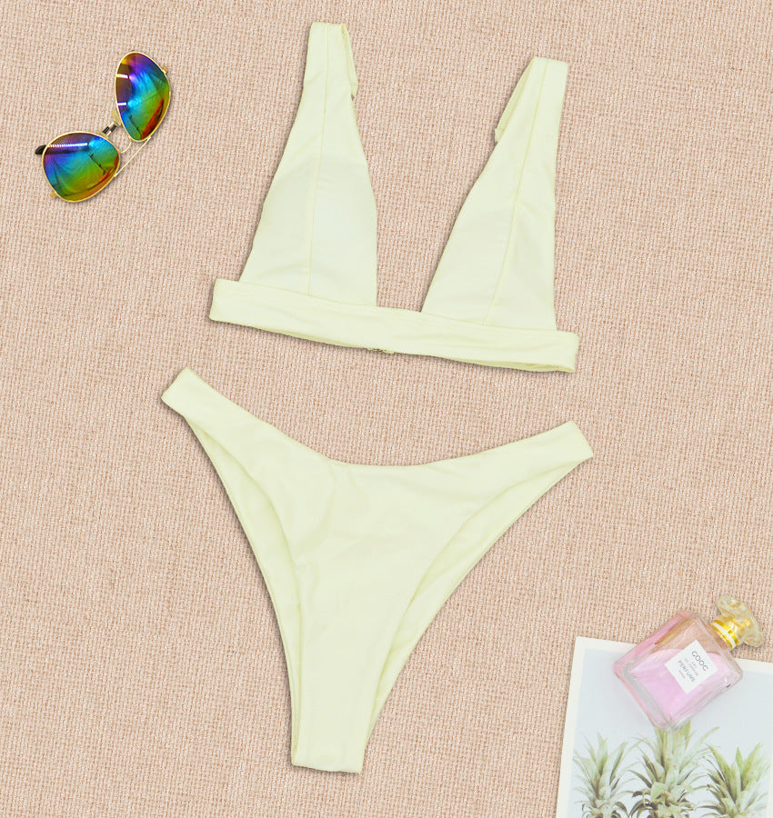 Push-Up Solid Color Two-Piece Bikini for Women
