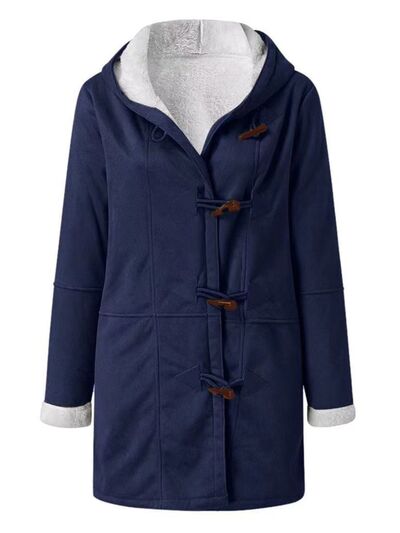 Women's Long Sleeve Hooded Toggle Jacket with Pockets