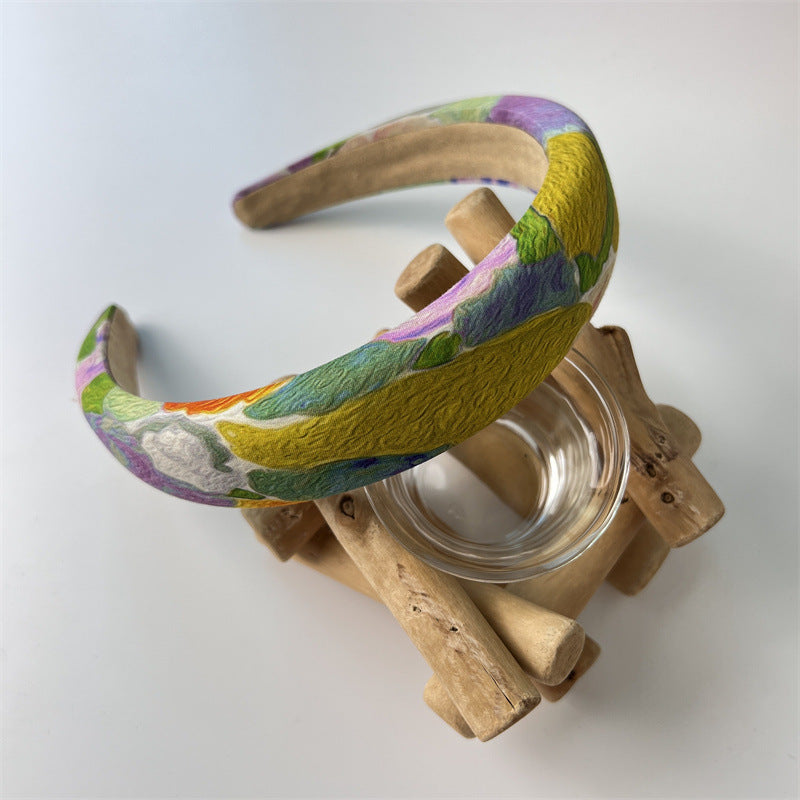 Wide Sponge Headband with Vibrant Graffiti Abstract Pattern - Image 3