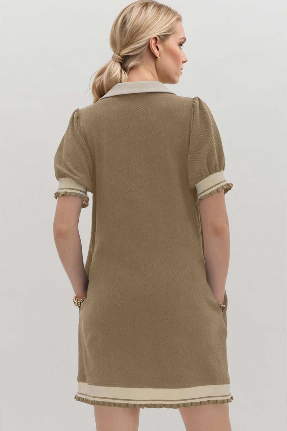 Contrast Short Sleeve Mini Dress for Women