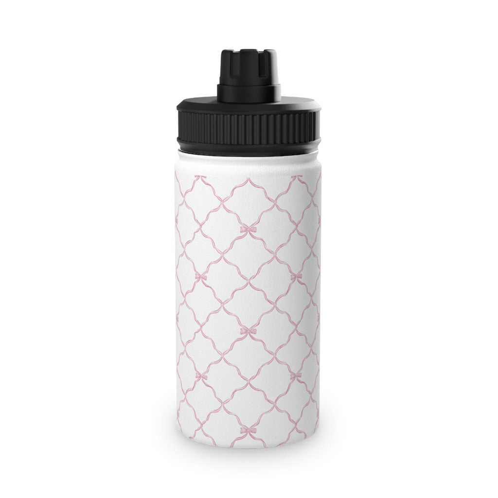 Trellis Bow Stainless Steel Water Bottle, Sports Lid - Pink