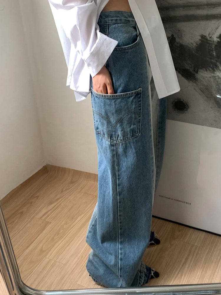 Women's High Waist Patchwork Denim Streetwear Jeans - Image 3