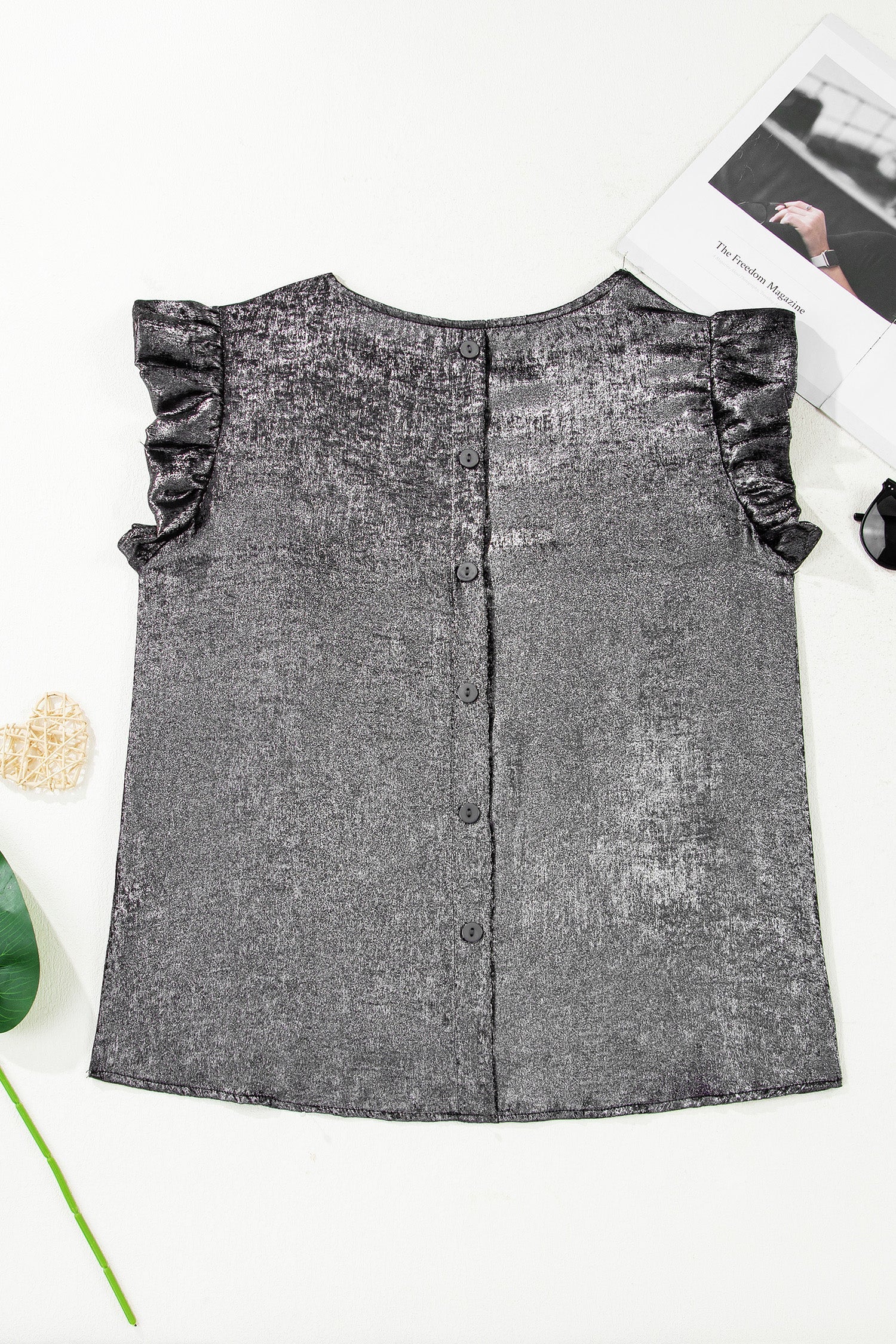 Amelia Ruffle Trim Sleeveless Top