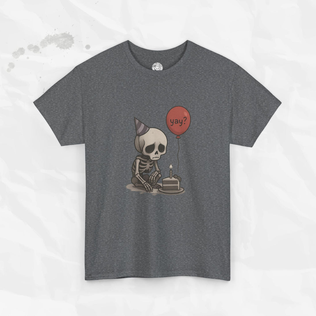 Yay? Skeleton Birthday Graphic T-Shirt - Available in Grey and Red - Image 9